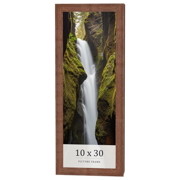 10x30 Frame Brown Farmhouse Solid Wood Picture Frame Width 1.5 Inches | Interior Frame Depth 0.5