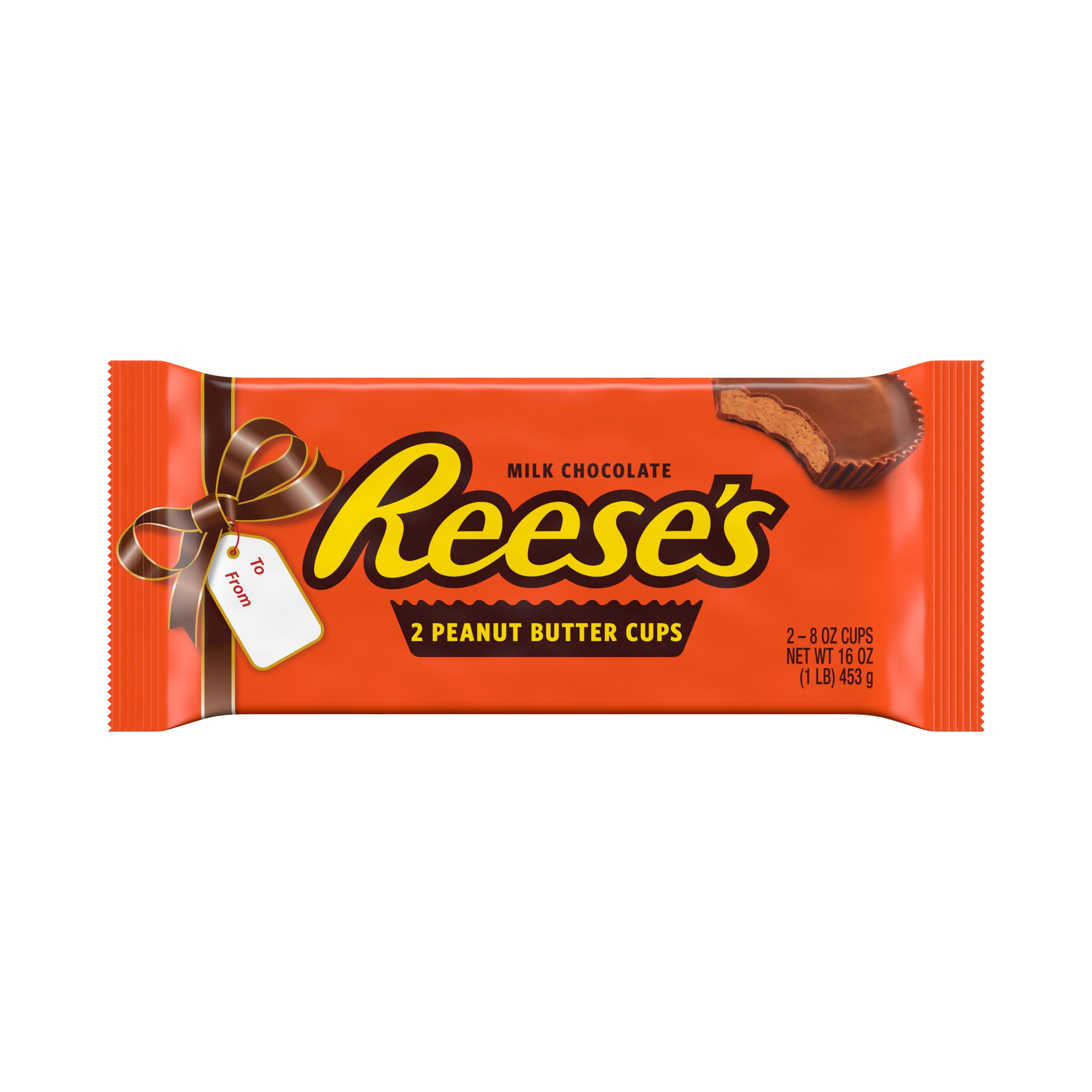 REESE'S, Milk Chocolate Peanut Butter Cups Candy, Valentine's Day Candy Gift, 1 Lb., Gift Pack, 2 Cups