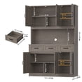 thumbnail image 6 of Hiphuta 72" Tall Kitchen Pantry Storage Cabinet with RGB LED, Hutch Cabinet with Charging Station and Adjustable Shelves for Dining Room, Gray, 6 of 8