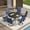 Black-Blue, variant on Vicllax 5-Piece Outdoor Patio Dining Set Metal Swivel Chairs & Round Steel Table with Umbrella Hole