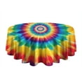 thumbnail image 5 of Colorful Rainbow Tie Dye Spiral Pattern Round Tablecloth 60"x60",Wrinkle Wipeable Table Cloth for Kitchen Dining Room Picnic Patio Party, 5 of 6