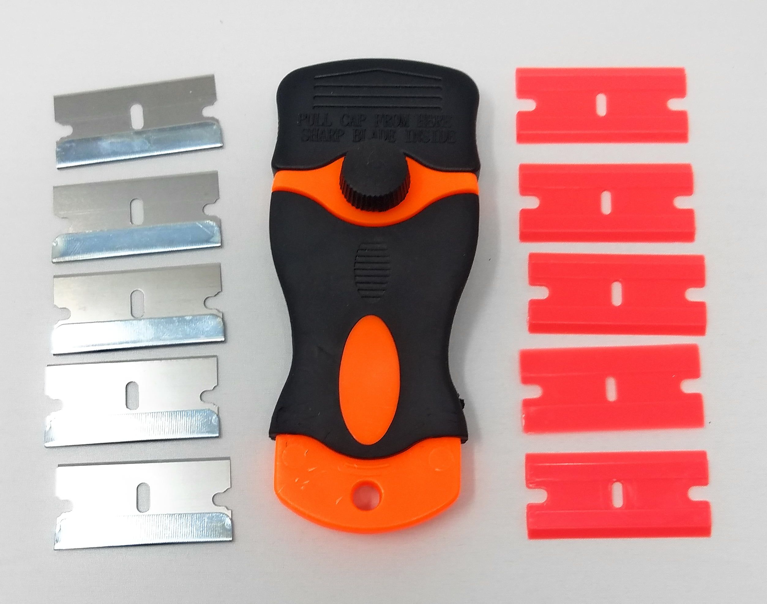 Heavy Duty Razor Scraper with Steel and NonMarring Plastic Blades