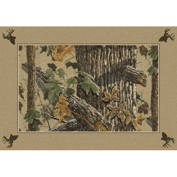 Milliken Brown Bordered Leaves Door Mat Extra Brown - Aprx 2' 8" x 3' 10"