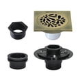 thumbnail image 5 of Kingston Brass BSFK6360AB Watercourse 4-Inch Brass Square Grid Shower Drain with Hair Strainer and Base Flange in Antique Brass, 5 of 5