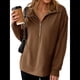 thumbnail image 2 of Sudadera Ligera y Suave de Larga con Solapa y Media Cremallera para Mujer, Estilo Informal, Holgada y con Cuello de . Café S, 2 of 8