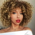thumbnail image 2 of destyer Perruque Bouclée avec Frange, Cheveux Synthétiques, Résistante à la Chaleur, Perruques Complètes pour Femmes, 2 of 2