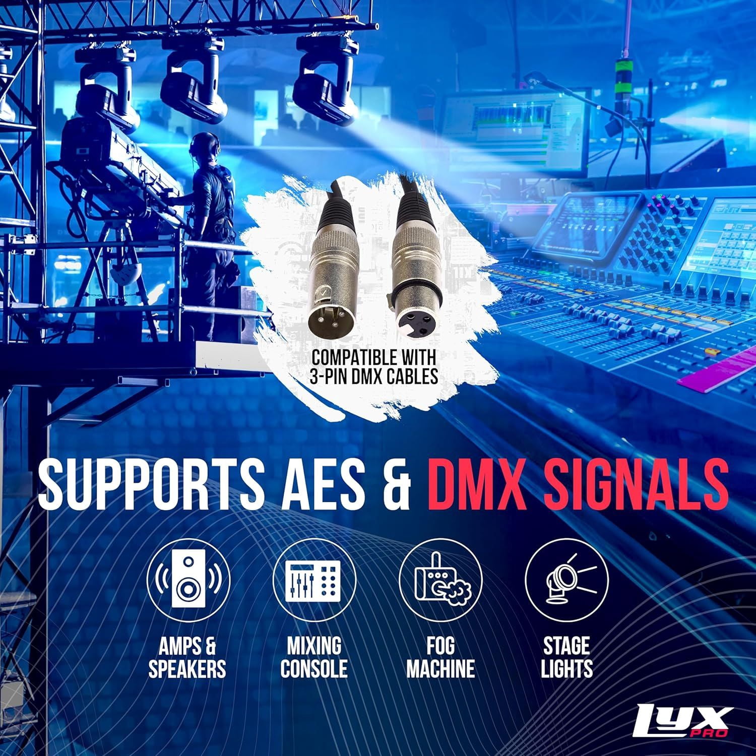 LyxPro 8-Channel Dual Input XLR/TRS to RJ45 Ethercon Cable Breakout for Sound & Lighting