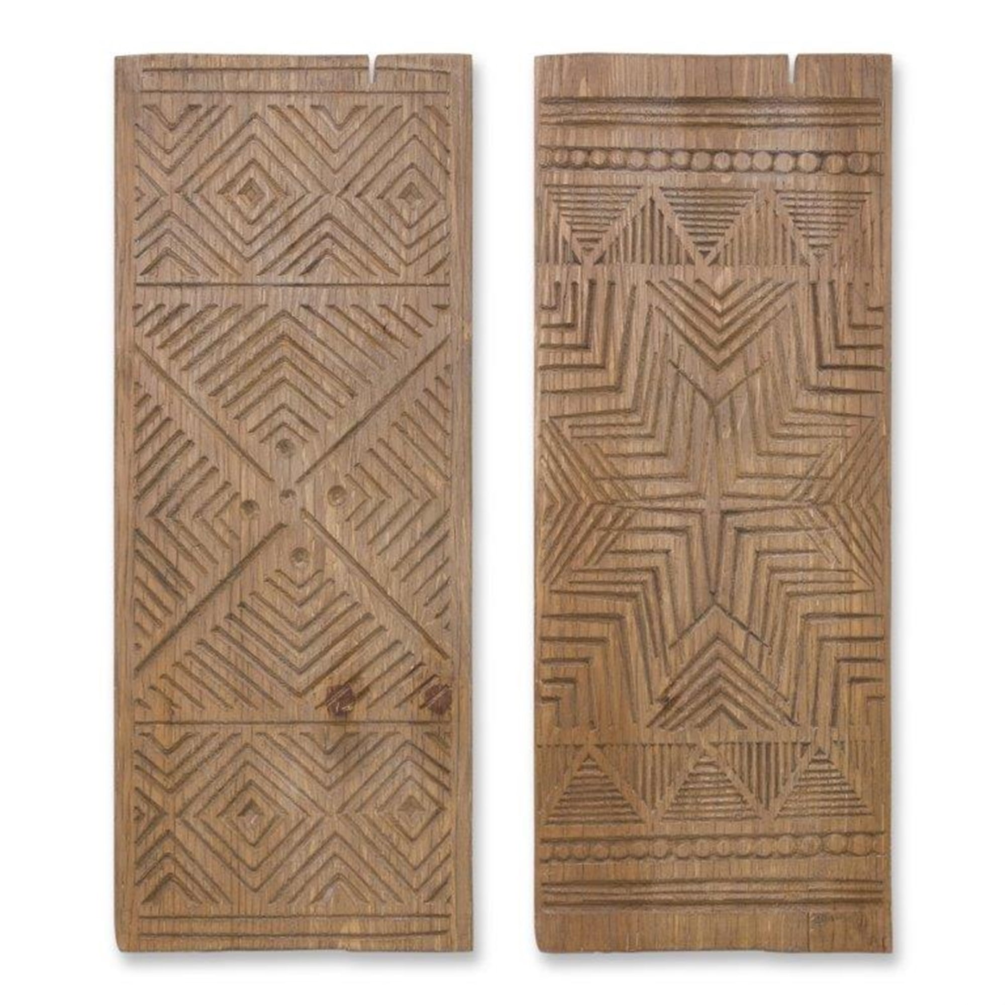 Wood Carving Wall Plaque (Set of 2) 11"L x 28"H Wood