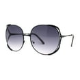 thumbnail image 2 of Womens Oversize Jewel Metal Rim Butterfly Designer Sunglasses Black Smoke, 2 of 4