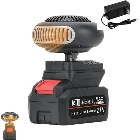 Battery Powered Space Heater, Portable Car Heater Car Window Defogger with 1500mAh Battery for Cars Electric Tricycles Office Indoor Use, Long lasting and Quiet Operating