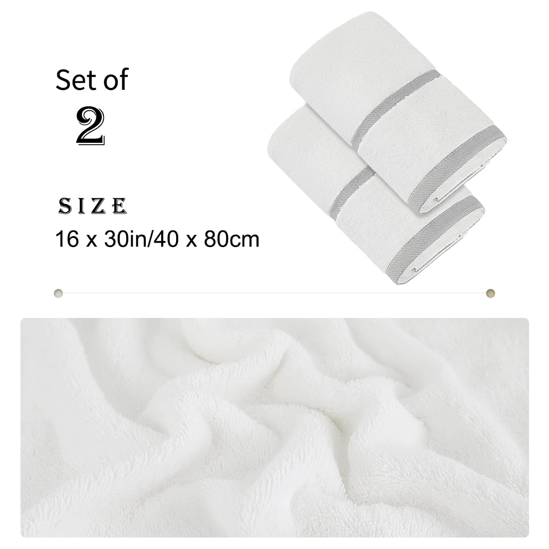 Unique Bargains 2-Pack Lightweight Cotton Hand Towels 16" x 30" Gray
