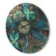 thumbnail image 3 of Designart 'Fractal Blue Flowers Pattern' Modern Wood Wall Clock, 3 of 5