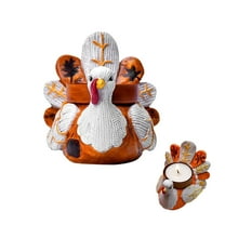 Tea Light Candlestick Thanksgiving Desktop Ornament Table Decoration Festive Supplies Resin Party Turkey Decor