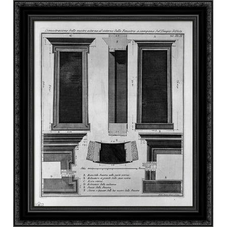 Demonstration of the exterior and interior of the window shows the bell of the Temple of Vesta 20x20 Black Ornate Wood Framed Canvas Art by Piranesi, Giovanni