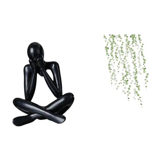 Escultura de figura abstracta moderna y hojas de , pegatina de pared, arte decorativo, mural para sala de estar, dormitorio, estantería,