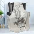 thumbnail image 4 of Retro Soft Flannel Fleece Throw Blanket, Angel Greek Muse on Neoclassic Pillars Relic Print Antique Neutral Toned Graphic Print, Cozy Plush for Indoor and Outdoor Use, 50" x 60", White, by Ambesonne, 4 of 5