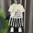 thumbnail image 2 of Kogui Toddler Boy Outfits Summer Toddler Baby Boy Outfit Short Sleeve T-shirt and Drawstring Shorts 2 Piece Clothing Sets 6 12 Months (White,6-12 Months), 2 of 3