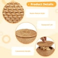 thumbnail image 5 of Hand Woven Round Rattan Basket with Lid - 6.3 Inch Small Wicker Storage Basket, Farmhouse Tabletop Decorative Organizer for Food, Bread, Picnic, Jewelry, 5 of 8