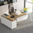 thumbnail image 3 of Tribesigns L-Shaped Computer Desk with File Cabinet, 78.74 Inch Large Executive Office Desk with Shelves, White, 3 of 7