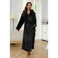 thumbnail image 4 of HEARTNICE Womens Fleece Hooded Robe, Soft Full Length Thick Plush Bathrobe House Coat,(Black,S-M), 4 of 5