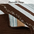 thumbnail image 4 of 100% Cotton Real Patchwork Reversible Quilt Bedding Set 3 Piece King Beige Patchwork Classic Tartan Denim Plaid Grid Farmhouse Rustic Coverlet Bedspread, 4 of 7