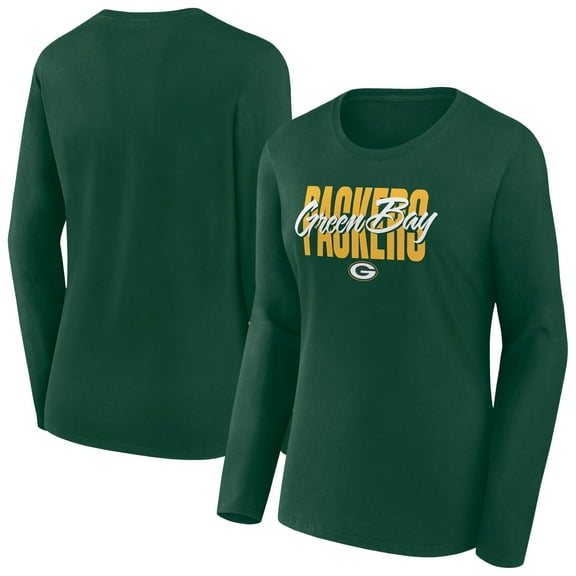 Women's Fanatics Green Green Bay Packers Long Sleeve Scoop Neck T-Shirt