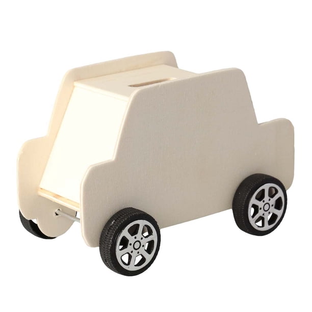 Alcancía de madera en forma de coche, caja de ahorro de dinero, hucha creativa, juguetes educativos creativos DIY