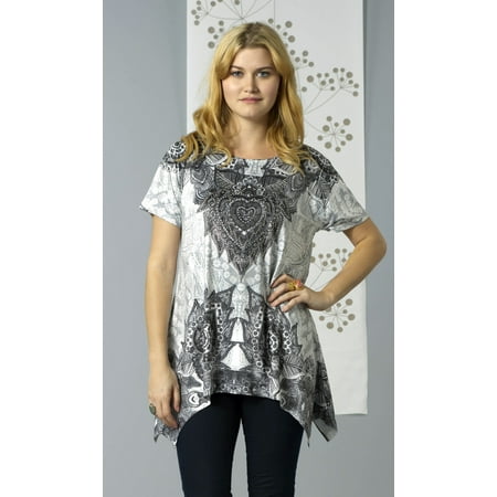 Sublimation Rhinestone - Bacci Clothing - Vivian, Rhinestones, Sublimation, Short Sleeve Scoop Neck Top