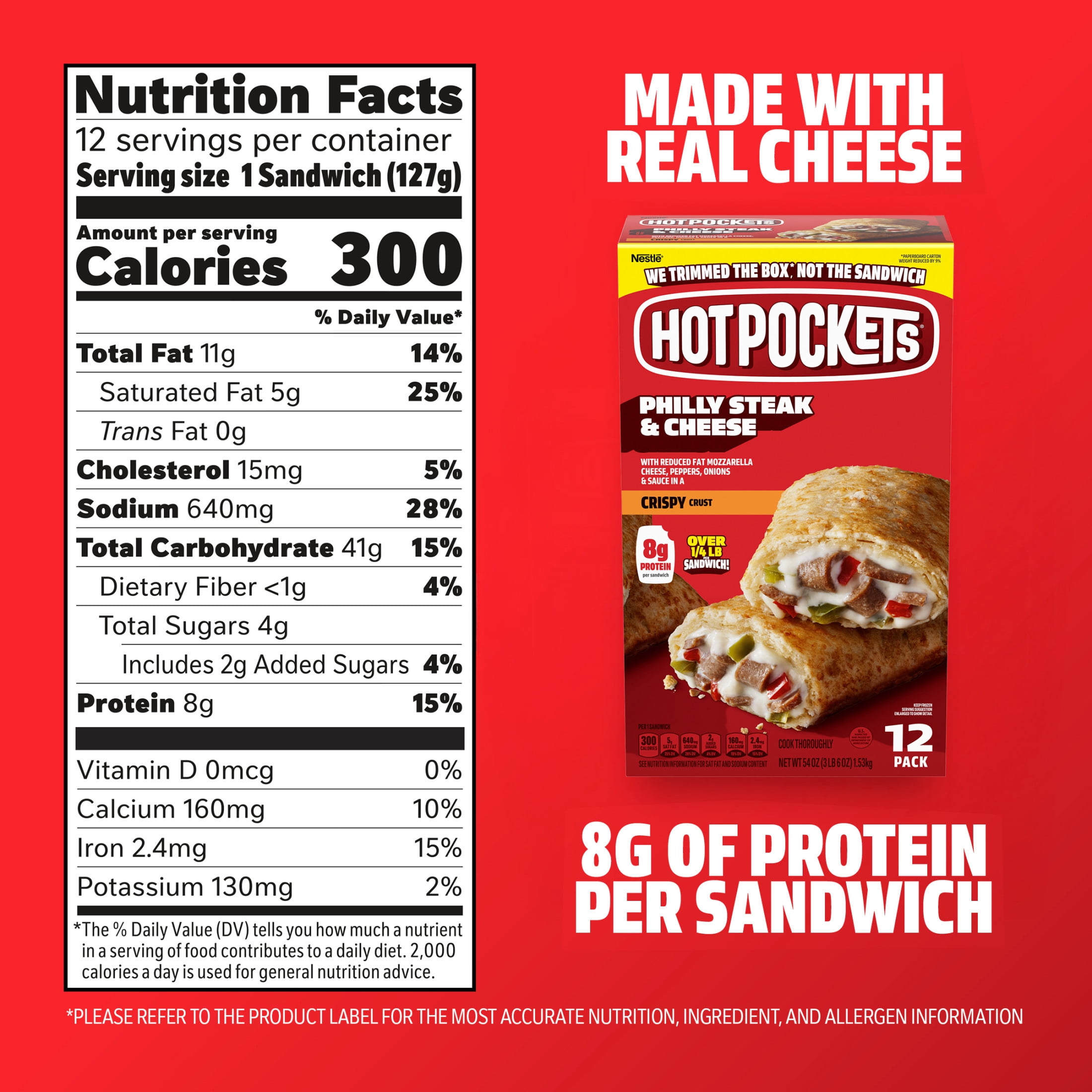 Hot Pockets Frozen Snacks Philly Steak and Cheese Seasoned Crust Sandwich, 54 oz, 12 Pack (Frozen)