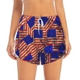 thumbnail image 2 of Goofa Vintage USA Flag Printed Women 2 in 1 Running Shorts,Quick Dry Athletic Workout Shorts,High Waisted Athletic Shorts with Liner Pockets-X-Large, 2 of 9