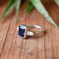 thumbnail image 2 of Blue Sapphire Ring, 925 Sterling Pure Silver Ring, Sapphire Gemstone Ring, Emerald Cut Sapphire Ring, Charm Ring, Personalized Gift Ring,,,,, 2 of 4