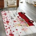 thumbnail image 3 of Rectangle Area Rug 4x6ft, Valentine's Day Red Truck Roses Wood Grain Non-Slip Non-Shedding Floor Mat, Love Balloons Washable Sturdy Carpet for Living Room Bedroom Home Decor, 3 of 9