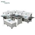 thumbnail image 6 of MAYEERTY 5-Piece Outdoor Patio Rattan Sofa Set with Dining Table, Extendable Side Tables, Washable Cushions, PE Wicker Sectional Furniture for Backyard or Poolside, 6 of 9