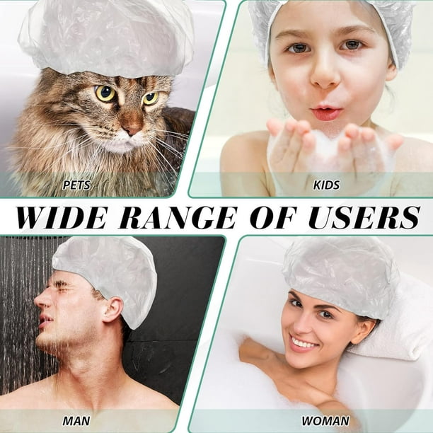 300 Pcs Disposable Shower Caps Waterproof Plastic Bath Caps Bulk Elastic Hair Processing Caps Thick Waterproof Bath Caps for Women Kids Girls Spa Party Travel Hotel and Hair Solon Home Use