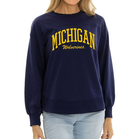 Women's Navy Michigan Wolverines Yvette Pullover Sweatshirt