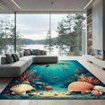 thumbnail image 2 of ODIKA 6'x9' Ultra-Soft Area Rug, Sea Turtle Ocean Animal Design With Nautical Coral Reef Border None Washable, Bare feet friendly, Silk-Touch for Guest Room, Bedroom, 2 of 7