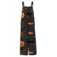 thumbnail image 4 of EANJE Halloween Overalls for Women, Sleeveless Spaghetti Strap Jumpsuit with Pockets, Print Wide Leg Baggy Romper, Adjustable Straps Fall Holiday Party Outfit Saffron L, 4 of 6