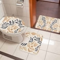 thumbnail image 5 of Abstract Color Block Bathroom Rugs Set Black Yellow Ocean Coral Non Slip Absorbent Soft Bath Mats 3 Piece Set with Bathroom Rug, U-Shaped Floor Mat, Toilet Seat Cover Large Size, 5 of 9