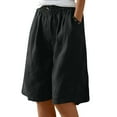thumbnail image 5 of Linen Pants Women, High Waist Straight Buttons Fashion Casual Leisure Solid Color with Pockets, Black S-3XL, 5 of 8