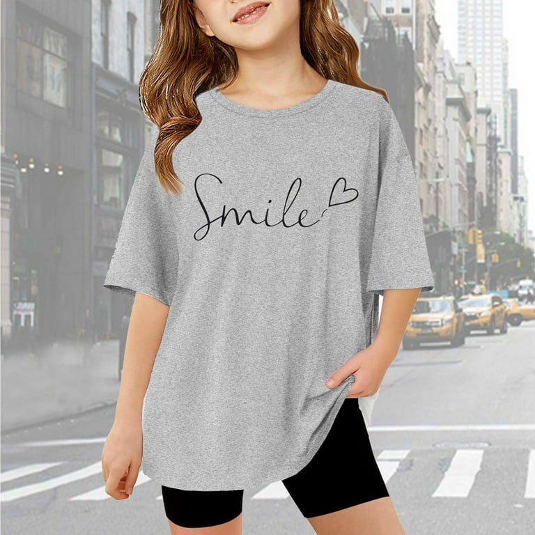 CXYYY Cute Tops for Girls Size 9-10,Short Sleeve Round Neck T