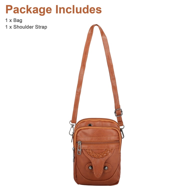 TSV PU Leather Small Crossbody Cell Phone Bag, Brown photo 8