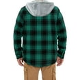 thumbnail image 3 of cllios Fleece Jacket Men Flannel Plaid Shirt Jacket Long Sleeve Shacket Jacket Button Down Hoodie Winter Warm Coat for Men 2023 Mens Winter Outerwear Green XXXL, 3 of 4
