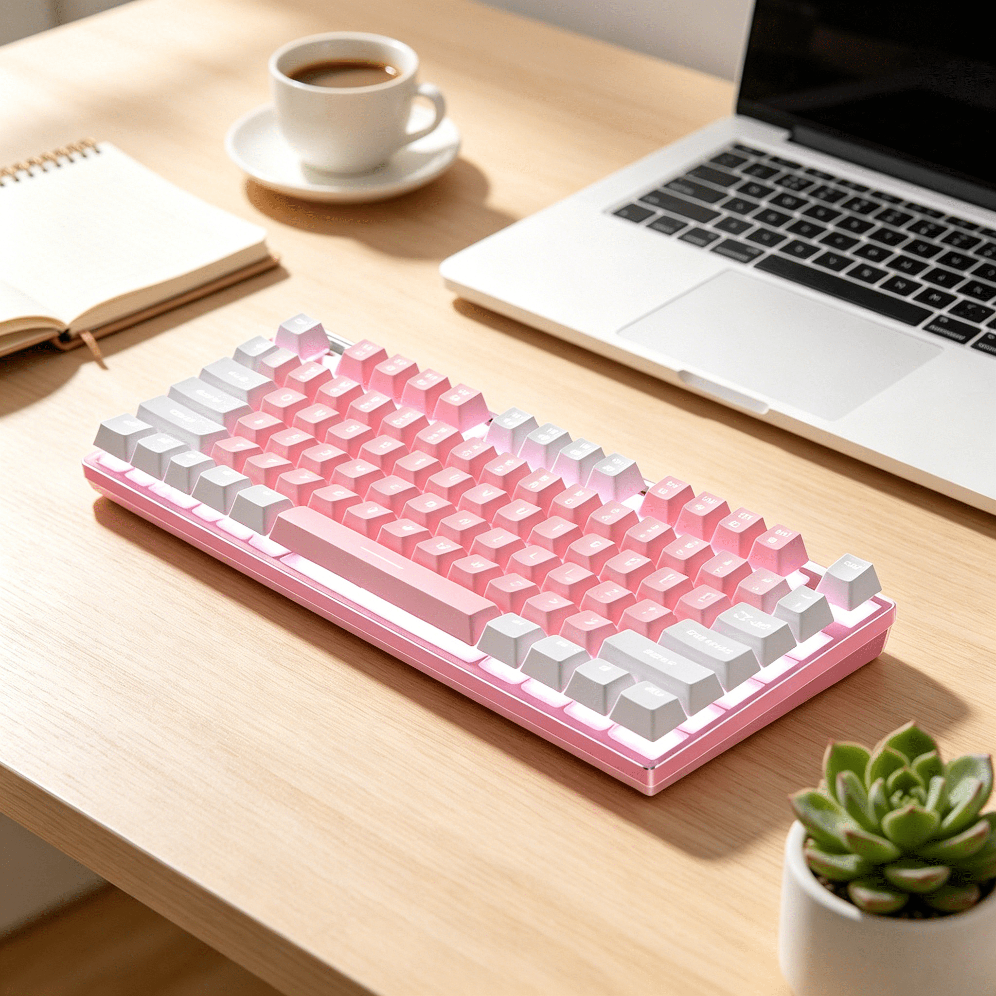 GJX 2026 New Wired Gaming Keyboard Ergonomic Computer Keyboards Mechanical Feel Office Pink Abs,For Gaming,Typing,Office Use,Studying,Content Creation