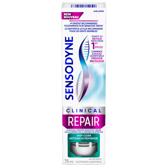 Sensodyne Clinical Repair Mint Toothpaste for Sensitive Teeth (Deep Clean), 75ml