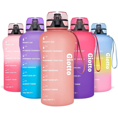 Gourde Motivationnelle 64oz (1/2 Gallon) – Dégradé Vert/Violet – Défi Eau