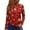 Deep Red, variant on Women's Casual Daily Wear Mid Neck Long Sleeve Christmas Printed Top, Holiday Graphic Blouse, Comfortable Fall Winter T-Shirt,Vermilion,XL