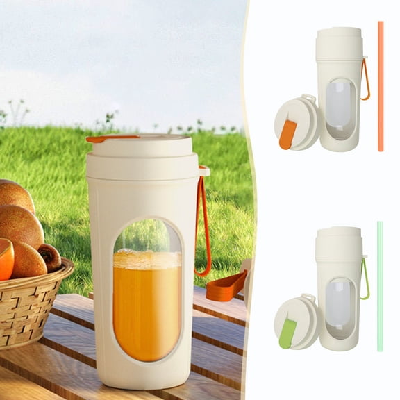 Portable Rechargeable Mini Blender Set, 2 Lids Travel Juicer with Straw and Stirring Function, Wireless Personal Smoothie Maker, Complete Compact Juicing Kit, By UKHCCC