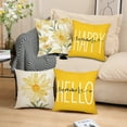 thumbnail image 2 of Pillow Covers 18x18 Set of 4, Watercolor Daisy Throw Pillow Covers, Hello Sunshine Summer Outdoor Decor Cushion Case Decoration for Home Couch Chair Sofa, 2 of 6