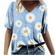 thumbnail image 2 of Fiudx Ofertas Flash Del Día Camisetas Holgadas de Manga Corta con Cuello En V Informales con Estampado de Moda para Mujer, 2 of 4
