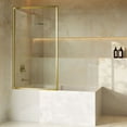thumbnail image 6 of Pierre 34 x 58 Framed Fixed 3/8 in. (10mm) Clear Tempered Glass Tub Door with Brushed Gold Frame, 6 of 6